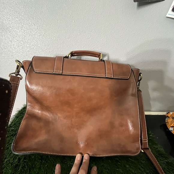 Elegant Brown Leather Satchel ecosusi - Picture 4 of 5